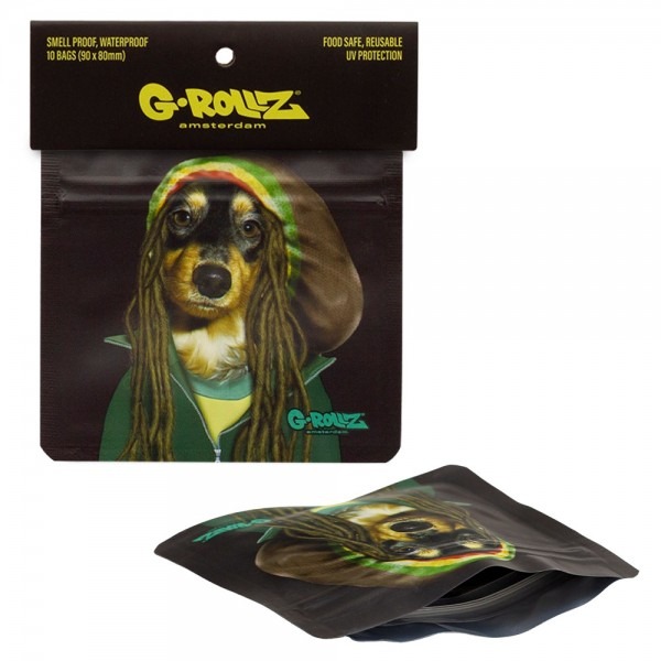 G-Rollz | ‘Reggae’ 90×80 mm Smellproof Bags – 10pcs in Display