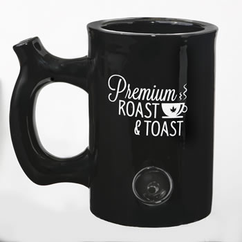 PREMIUM ROAST & TOAST MUG – SHINY BLACK WITH WHITE PRINT